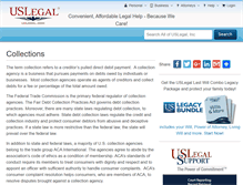 Tablet Screenshot of collections.uslegal.com